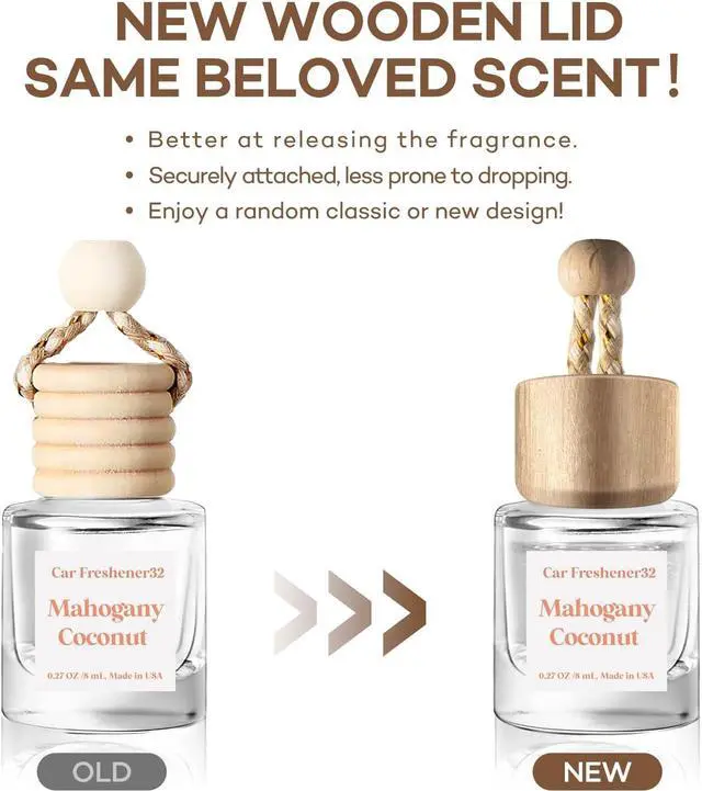 Alt view image 4 of 7 - C Classy Hanging Car Air Freshener 2 Pack, Mahogany Coconut Essential Oil Diffuser, Long-Lasting Fragrance, Cute Glass Bottle Car Accessories for Women & Men, Made in USA
