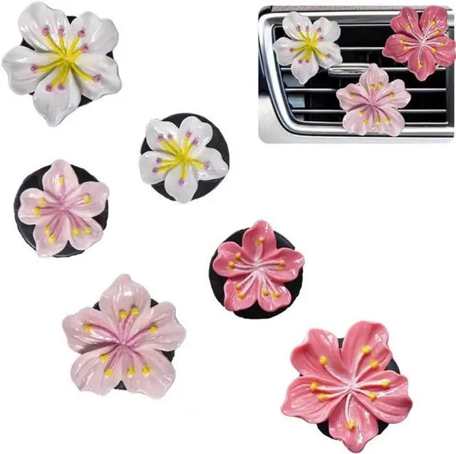 Main image of Cute Car Air Fresheners Vent Clips 6 PCS, Flower Air Vent Clips Pink Car Accessories Interior Aesthetic Women Automobile Air Conditioning Vents Decorations
