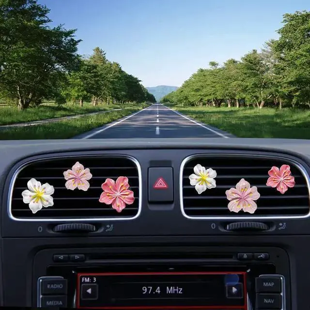 Alt view image 2 of 7 - Cute Car Air Fresheners Vent Clips 6 PCS, Flower Air Vent Clips Pink Car Accessories Interior Aesthetic Women Automobile Air Conditioning Vents Decorations