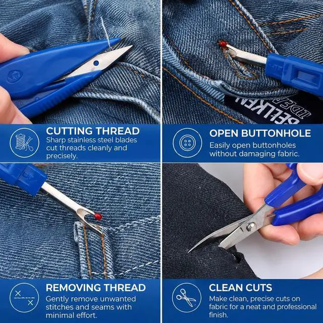 Alt view image 6 of 6 - CampTek Seam Ripper & Thread Remover Kit - Professional Ergonomic Stitch Cutter Tools for Quilting, Leather, Denim, Cross Stitch | Sewing Supplies with Patch Remover, Durable Sewing Kit Tools (Blue)