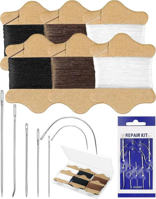 Main image of FIVEIZERO Upholstery Repair Sewing Kit, Leather Sewing Kit, 126 Yards Upholstery Thread&7Pcs Heavy Duty Needles, Leather Thread, Curved Needles for Quilting & Hand Stitching (3 Colors)