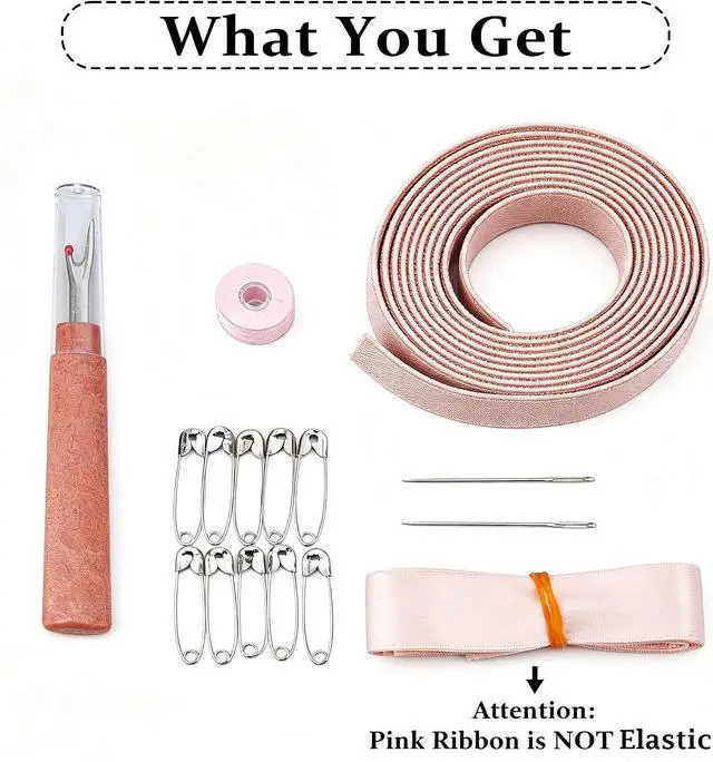Alt view image 2 of 7 - SUPERFINDINGS Pointe Shoe Professional Stitch and Sewing Kit Including Satin Ribbon, 2m Rubber Cord, 45m Sewing Thread, 2pc Leather Sewing Stitching Needle, 1pc Thread Cutter and Others
