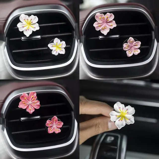 Alt view image 7 of 7 - Cute Car Air Fresheners Vent Clips 6 PCS, Flower Air Vent Clips Pink Car Accessories Interior Aesthetic Women Automobile Air Conditioning Vents Decorations