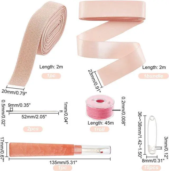 Alt view image 3 of 7 - SUPERFINDINGS Pointe Shoe Professional Stitch and Sewing Kit Including Satin Ribbon, 2m Rubber Cord, 45m Sewing Thread, 2pc Leather Sewing Stitching Needle, 1pc Thread Cutter and Others