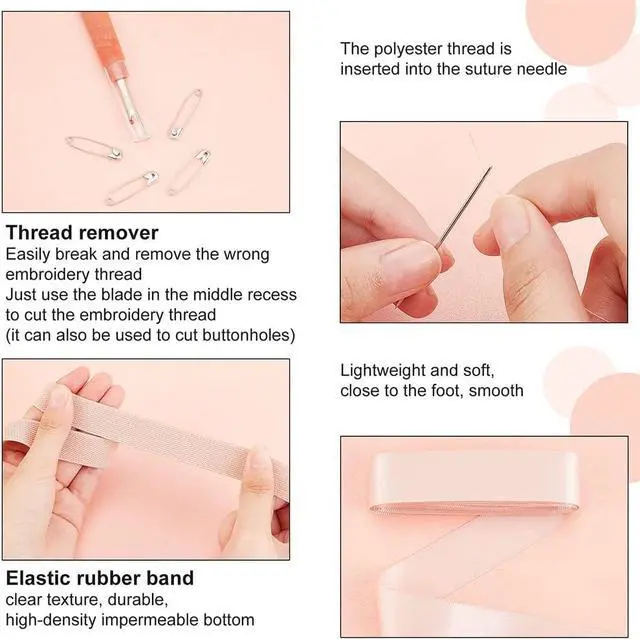Alt view image 5 of 7 - SUPERFINDINGS Pointe Shoe Professional Stitch and Sewing Kit Including Satin Ribbon, 2m Rubber Cord, 45m Sewing Thread, 2pc Leather Sewing Stitching Needle, 1pc Thread Cutter and Others