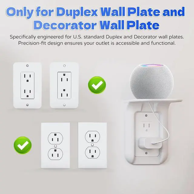 Alt view image 4 of 7 - Outlet Shelf Wall Bathroom Shelf, Bathroom Wall Decor for Google Home/Echo/Smart Speakers(up to 10lbs), Smart Home Decor, Toothbrush, Kitchen, Cell Phone, Space Saving Power Tools, White