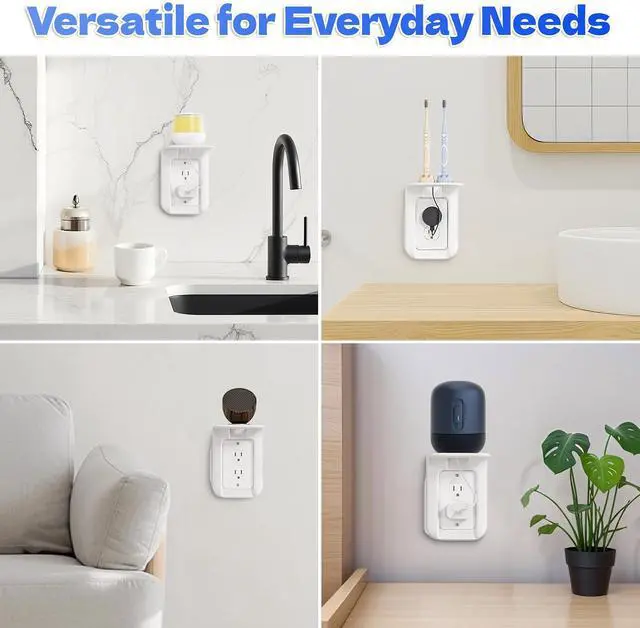Alt view image 3 of 7 - Outlet Shelf Wall Bathroom Shelf, Bathroom Wall Decor for Google Home/Echo/Smart Speakers(up to 10lbs), Smart Home Decor, Toothbrush, Kitchen, Cell Phone, Space Saving Power Tools, White