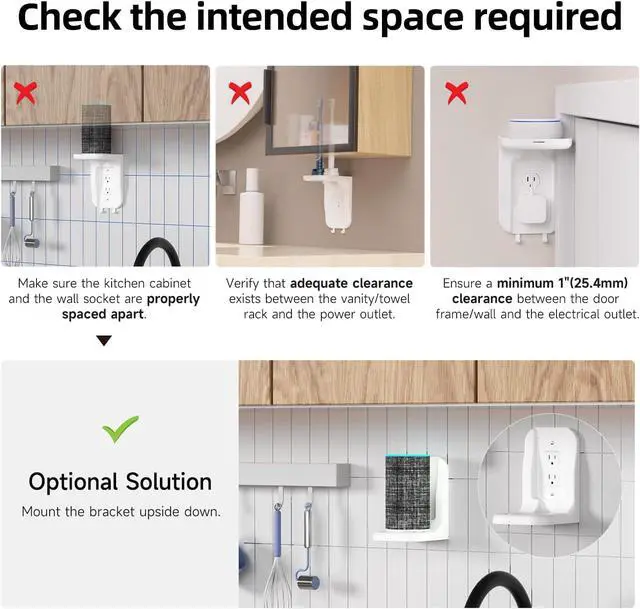 Alt view image 5 of 7 - Suptek Wall Outlet Shelf, Home Wall Shelf Organizer for Outlets, Perfect for Bathroom, Kitchen, Bedrooms,Ideal for Cell Phone,Speaker up to 20lbs,with Cable Management and Detachable Hooks,White(S3W)