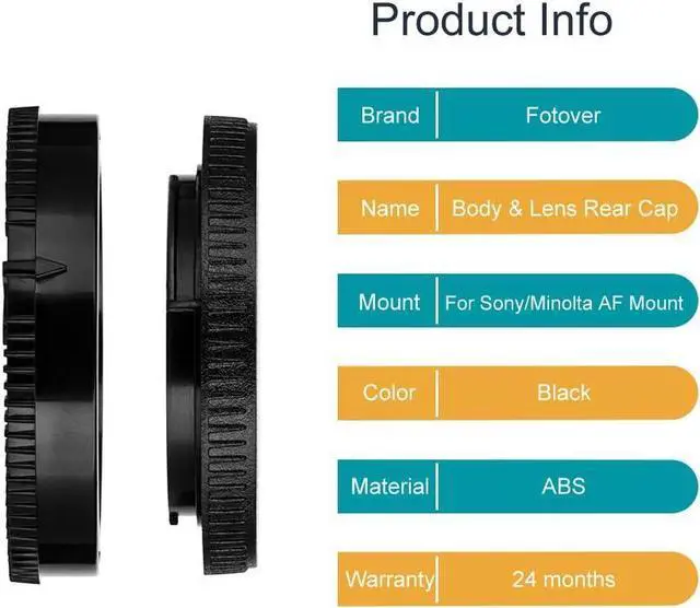 Alt view image 2 of 6 - Camera Body Cap and Lens Rear Cap Cover Replacement for Sony Alpha A-Mount/Minolta AF Mount Lens,2 Packs