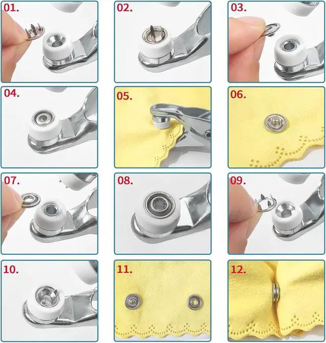 Alt view image 2 of 6 - GTAAOY 9.5 mm Metal Snaps Buttons with Snap Pliers, 100 Set, 10 Colors | No-Sew Buttons, Snap Fastener Pliers Press Tool Kit for Fabric, Baby Clothing, Bibs, Shirts, Dish Towel, Upholstery, Crafts