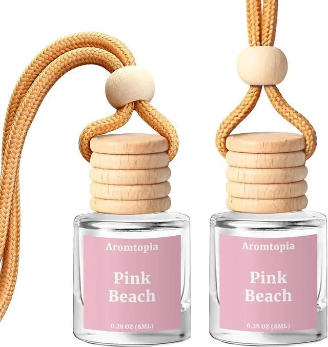 Main image of Car Air Fresheners 2 Packs, Aromtopia Pink Beach Essential Oil Freshener for Cars, Cute Hanging Car Fragrance Diffuser for Women & Men, Long-Lasting Car Fragrance Gift