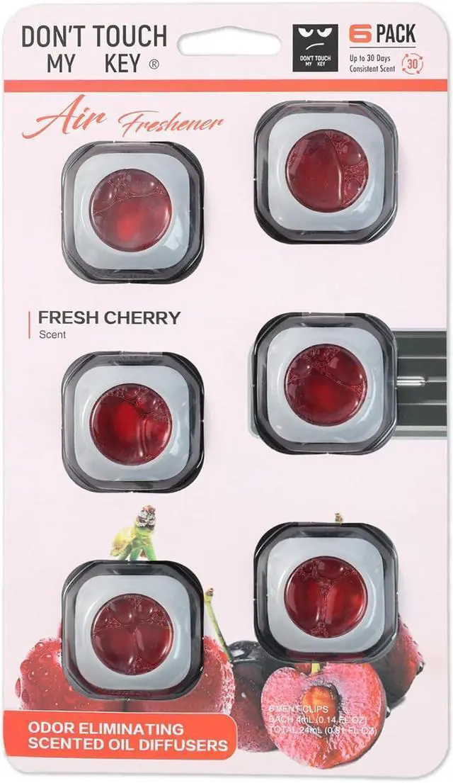 Main image of Car Air Freshener Vent Clip 6 Pack 4ml Each Up to 180 Days Long Lasting Scent Odor Eliminator for Women Men(Fresh Cherry)