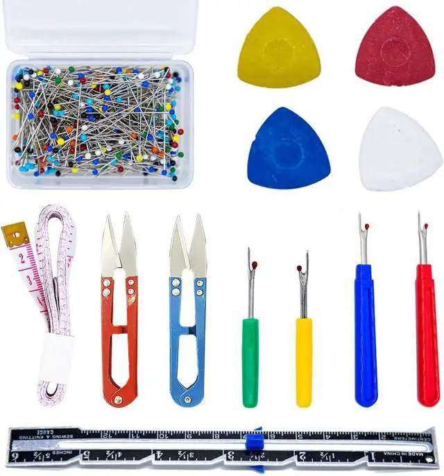 Main image of Tutuxio 518pcs Sewing Tools Kit, 500pcs Quilting Sewing Pins, 10pcs Tailor's Chalk, 1pc Sliding Gauge, 4pcs Seam Ripper with 2pcs Snip Scissor, 1pc Soft Ruler