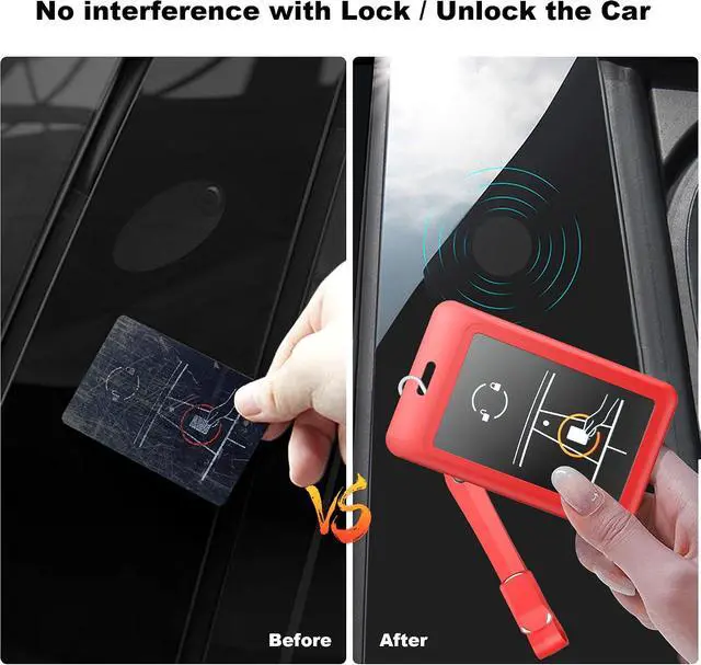 Alt view image 2 of 7 - Key Card Holder for Tesla Card Key Holder Protective Cover Keychain for Model 3 Y X S Cybertruck Card Key Holder Keychain (Red)