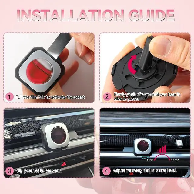 Alt view image 5 of 6 - Car Air Freshener Vent Clip 6 Pack 4ml Each Up to 180 Days Long Lasting Scent Odor Eliminator for Women Men(Fresh Cherry)
