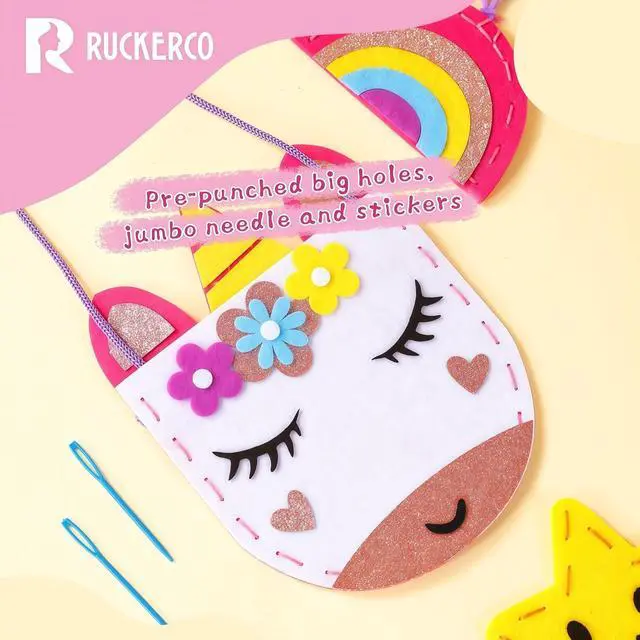 Alt view image 2 of 5 - R RUCKERCO Sewing Kit for Kids Ages 4-8, My First Sewing Kit with 6 Easy DIY Felt Projects, Learn to Sew Beginner Arts and Crafts, Stuffed Animal & Pillow Craft Gift for Girls Boys Ages 6-10