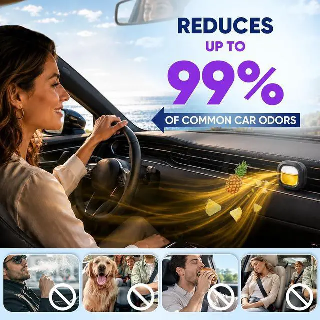 Alt view image 5 of 7 - 16 Pack Car Air Freshener Vent Clips, 4 Plant-Based Scents, Car Fresheners | 16 car vent air fresheners with plant-based fragrance extracts; 4 each in Pineapple, Lavender, Ocean and New Car
