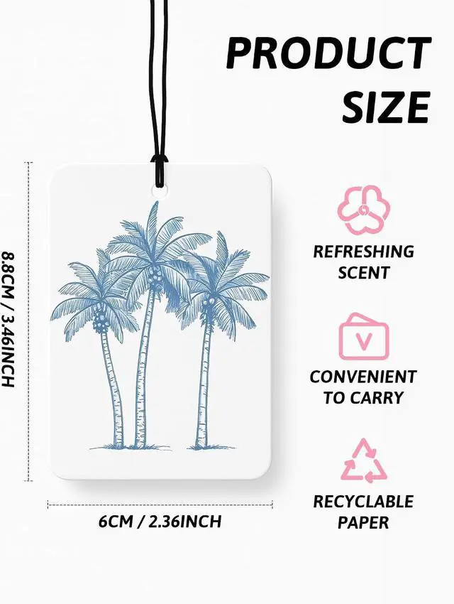 Alt view image 2 of 7 - Blue Beach Car Air Freshener 4 PCs, Preppy Girly Beach Shells Starfish Palm Trees Hanging Air Freshener for Cars Closet Drawer Books, Cute Beachy Car Accessories Mirror Decor for Women