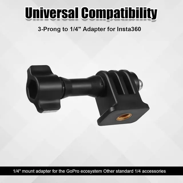 Alt view image 3 of 6 - PEUTIER 3-Prong to 1/4" Adapter for Insta360, Compatible with Insta360 Panoramic Sports Cameras and 1/4" Interfaces