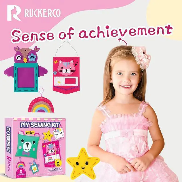 Alt view image 4 of 5 - R RUCKERCO Sewing Kit for Kids Ages 4-8, My First Sewing Kit with 6 Easy DIY Felt Projects, Learn to Sew Beginner Arts and Crafts, Stuffed Animal & Pillow Craft Gift for Girls Boys Ages 6-10