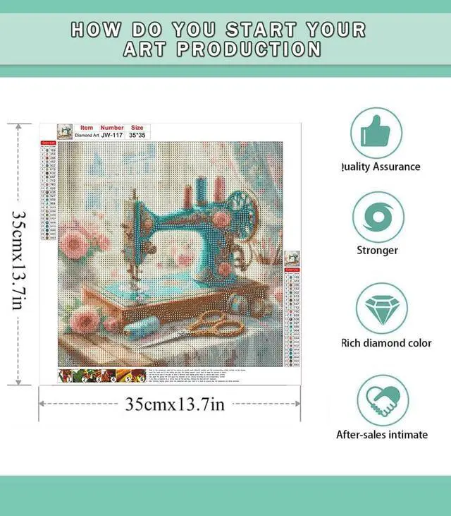Alt view image 3 of 7 - GEWOUVIN Sewing Tools Diamond Art Kits for Adults, Diamond Painting Kit Adults for Beginners, Round 5D DIY Dimond Art,Full Drill Painting Kit Art and Crafts for Adults Home Wall Decor13.8x13.8inch