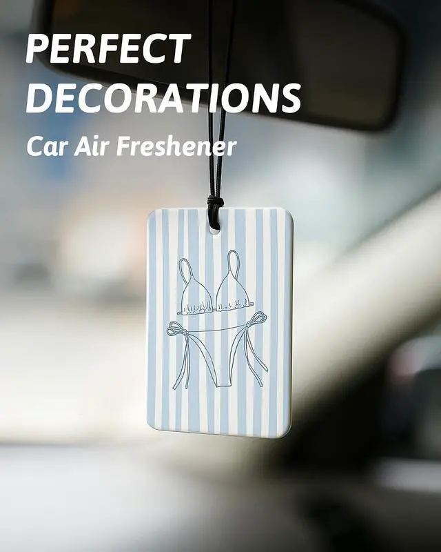 Alt view image 3 of 7 - Blue Beach Car Air Freshener 4 PCs, Preppy Girly Beach Shells Starfish Palm Trees Hanging Air Freshener for Cars Closet Drawer Books, Cute Beachy Car Accessories Mirror Decor for Women