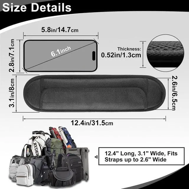 Alt view image 2 of 6 - FIEIL Extra Thick Shoulder Strap Pad, Universal Replacement Shoulder Pad, for Shoulder Bags, Guitar Strap, Detachable Shoulder Strap Pad Pads Help Relieve Shoulder Pain(Sandwich Mesh)
