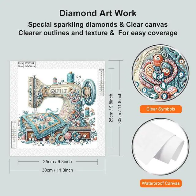 Alt view image 2 of 7 - WSLWXSHM 5D Special Shape Diamond Art Kits for Beginners, Diamond Painting Kits for Adults Sewing Machine, Crystal Rhinestones Diamond Painting for Home Wall Decoration Gift 12×12inch/30×30cm
