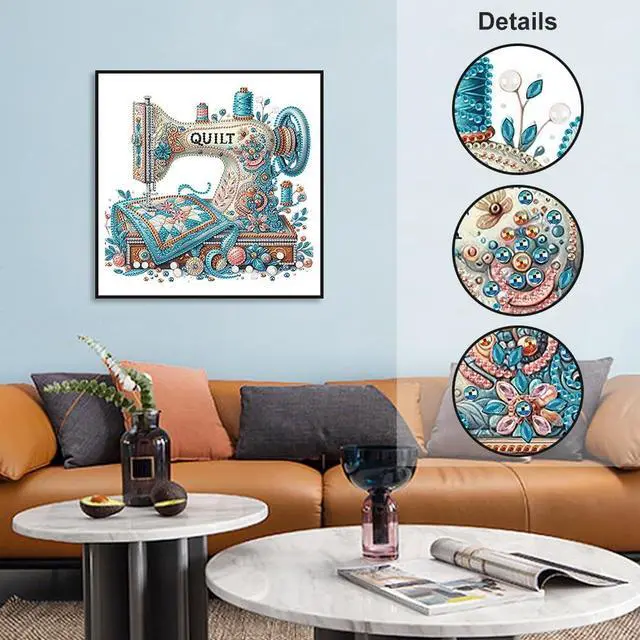 Alt view image 3 of 7 - WSLWXSHM 5D Special Shape Diamond Art Kits for Beginners, Diamond Painting Kits for Adults Sewing Machine, Crystal Rhinestones Diamond Painting for Home Wall Decoration Gift 12×12inch/30×30cm