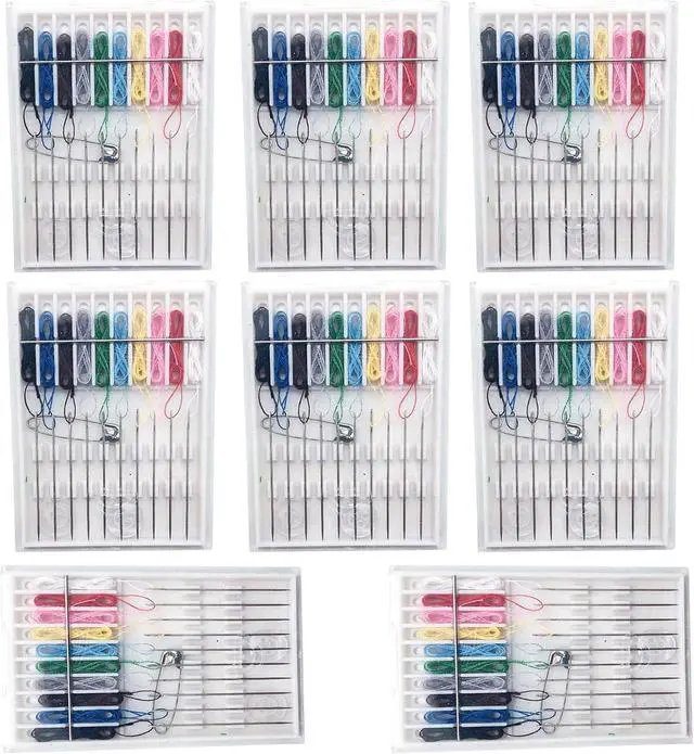 Main image of Luckkyme 8 Boxes 80 Pieces Assorted Colors Pre-Threaded Needle Kit Travel Sewing Kit Clothing Repairing Kit for Quick Fix Sewing Supplies