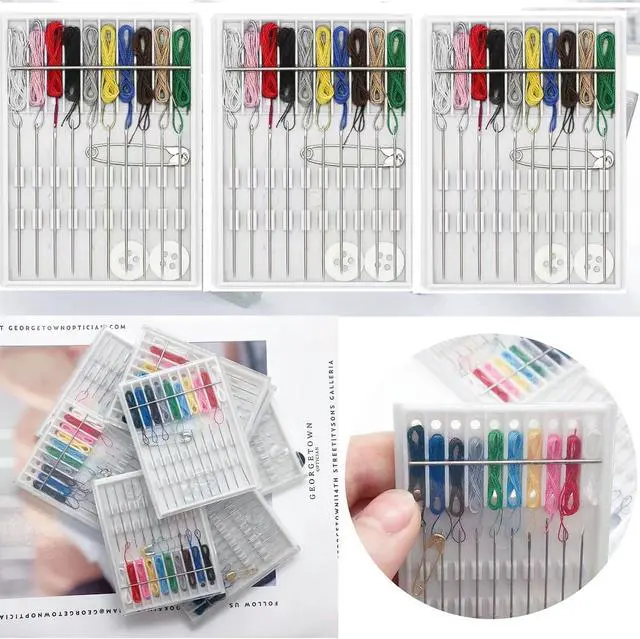 Alt view image 5 of 7 - Luckkyme 8 Boxes 80 Pieces Assorted Colors Pre-Threaded Needle Kit Travel Sewing Kit Clothing Repairing Kit for Quick Fix Sewing Supplies