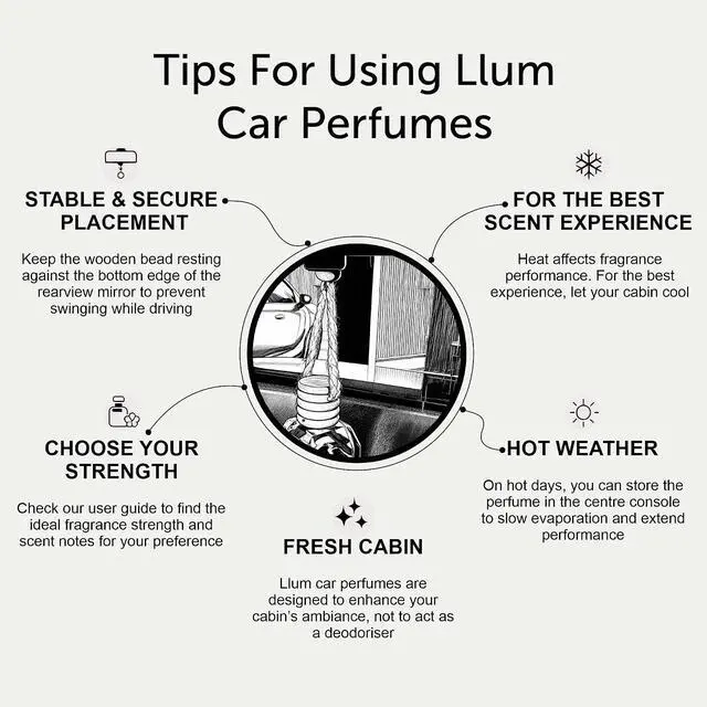 Alt view image 6 of 7 - Llum Lemongrass Hanging Car Air Freshener Luxury Automotive Perfume Diffuser 10ml (0.34 fl oz), Long-Lasting Fragrance, Alcohol-Free Non-Toxic Car Scent, Glass Bottle With Wood Cap