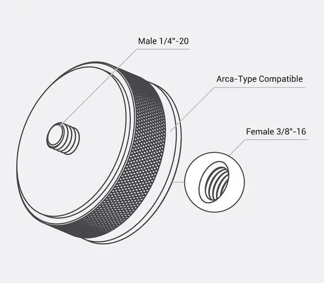 Alt view image 2 of 6 - JJC Male 1/4"-20 to Female 3/8"-16 Threaded Screw Converter Adapter | for Mounting Camera and Other Device with Female 1/4"-20 Thread to Tripod Monopod with Male 3/8"-16 Thread or Arca-Type Clamp