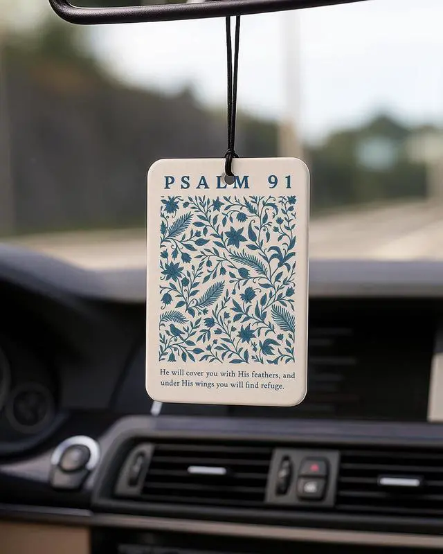 Alt view image 3 of 7 - Christian Faith Car Air Freshener 4 Pcs Coconut Scented, Christian Car Accessories Mirror Decor for Women, Inspiration Bible Verse Floral Hanging Air Freshener for Cars Closet Drawer Books
