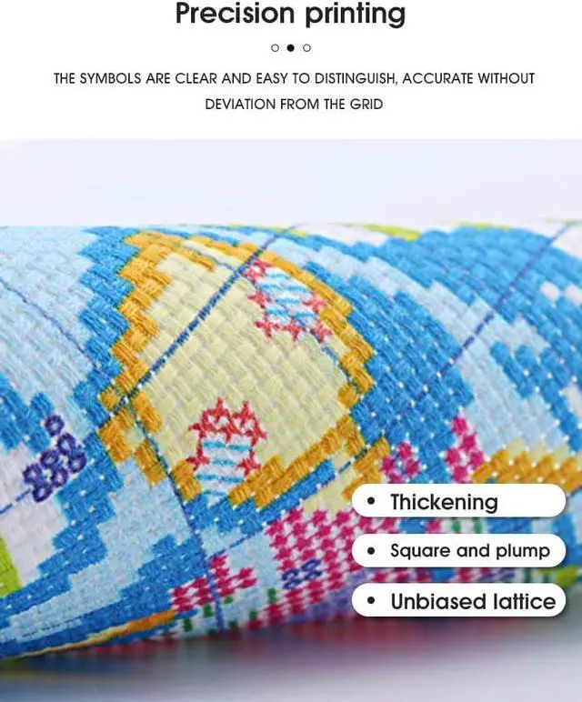 Alt view image 6 of 7 - Sewing Machine Stamped Cross Stitch Kit for Adults 13.7x13.7 inches | Flower 11CT Stamped Cross Stitch for Adults & Beginners,Embroidery Kit with Wall Decor