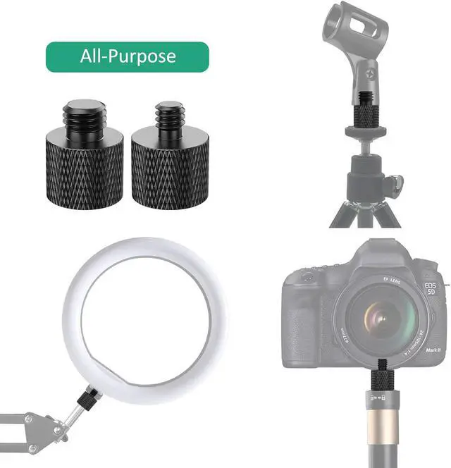 Alt view image 4 of 7 - 3/8 to 1/4 Camera Screw Adapter Thread 4 Pcs 1/4 Female to 3/8 Male and 3/8 Female to 1/4 Male Camera Tripod Adapter for Camera Monitor Tripod Mic Mount Microphone Stand