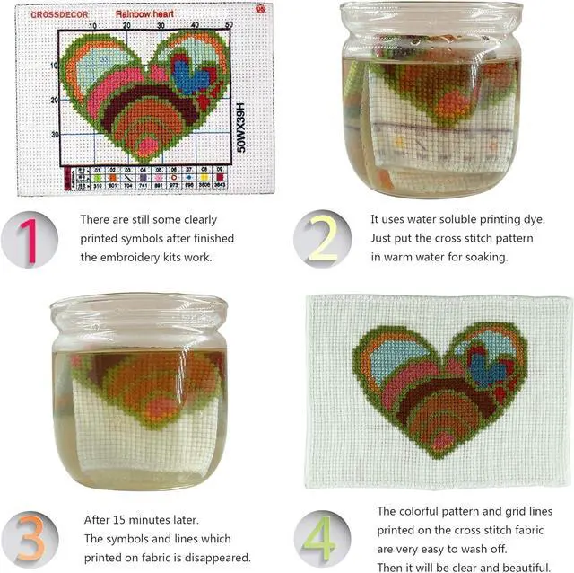 Alt view image 7 of 7 - Sewing Machine Stamped Cross Stitch Kit for Adults 13.7x13.7 inches | Flower 11CT Stamped Cross Stitch for Adults & Beginners,Embroidery Kit with Wall Decor