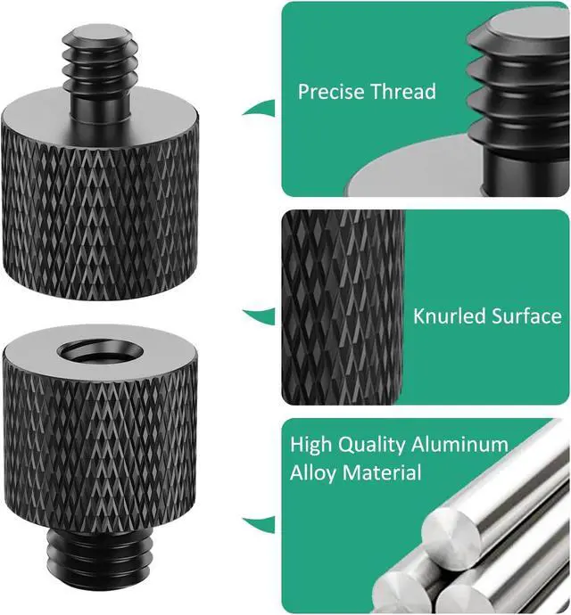 Alt view image 5 of 7 - 3/8 to 1/4 Camera Screw Adapter Thread 4 Pcs 1/4 Female to 3/8 Male and 3/8 Female to 1/4 Male Camera Tripod Adapter for Camera Monitor Tripod Mic Mount Microphone Stand