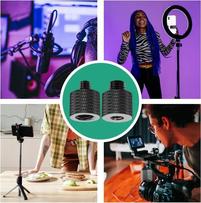 Alt view image 6 of 7 - 3/8 to 1/4 Camera Screw Adapter Thread 4 Pcs 1/4 Female to 3/8 Male and 3/8 Female to 1/4 Male Camera Tripod Adapter for Camera Monitor Tripod Mic Mount Microphone Stand