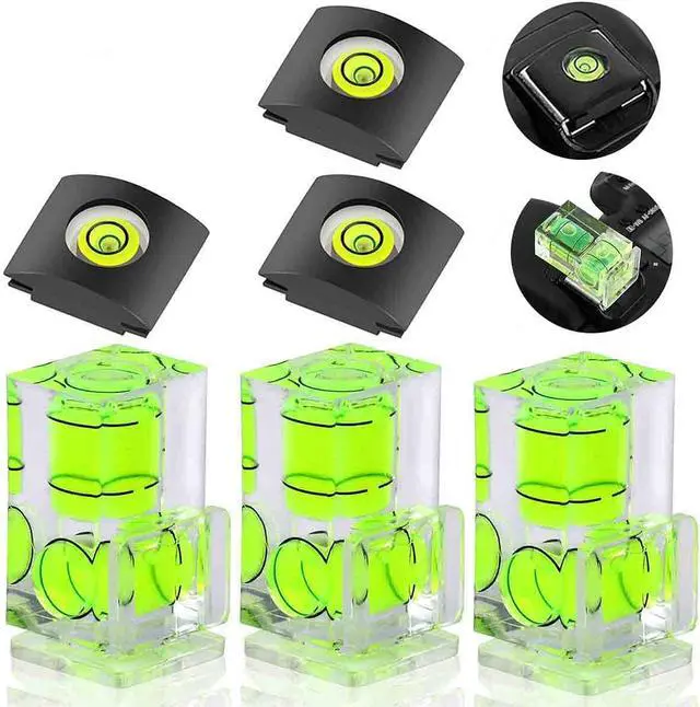 Main image of 6 Pack Camera Hot Shoe Level, Hot Shoe Bubble Level Camera Hot Shoe Cover 2 Axis Bubble Spirit Level Compatible with DSLR Film Camera Canon Nikon Olympus,Combo Pack - 2 Axis and 1 Axis