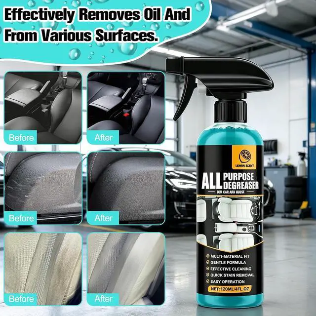 Alt view image 4 of 7 - 2Pcs All Purpose Degreaser for Car and House, Lemon Scent Mulit Heavy-Duty Cleaning Spray, Car and House Multi-purpose Cleaning Spray, Quick Stain Removal For Cars Kitchen Bathroom