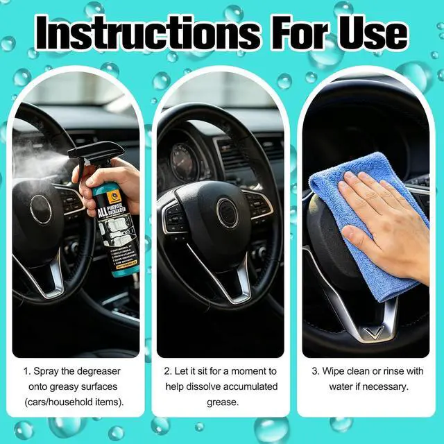 Alt view image 5 of 7 - 2Pcs All Purpose Degreaser for Car and House, Lemon Scent Mulit Heavy-Duty Cleaning Spray, Car and House Multi-purpose Cleaning Spray, Quick Stain Removal For Cars Kitchen Bathroom