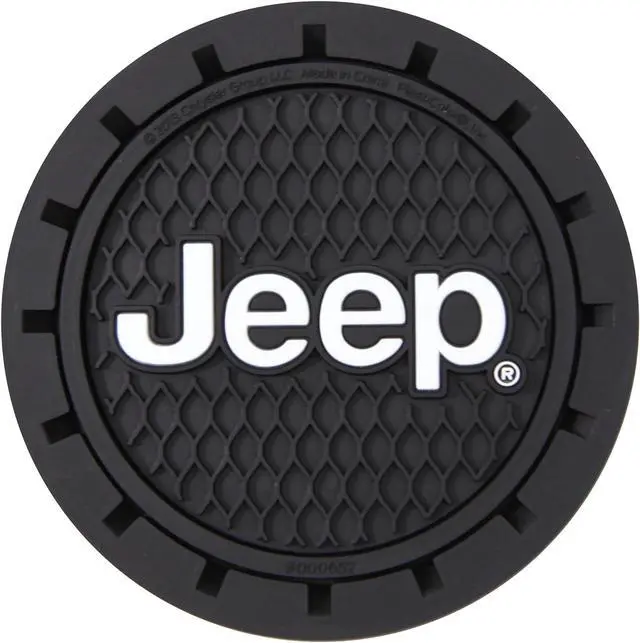 Main image of Plasticolor 000652R01 Jeep Logo Auto Car Truck SUV Cup Holder Coaster 2-Pack , Black