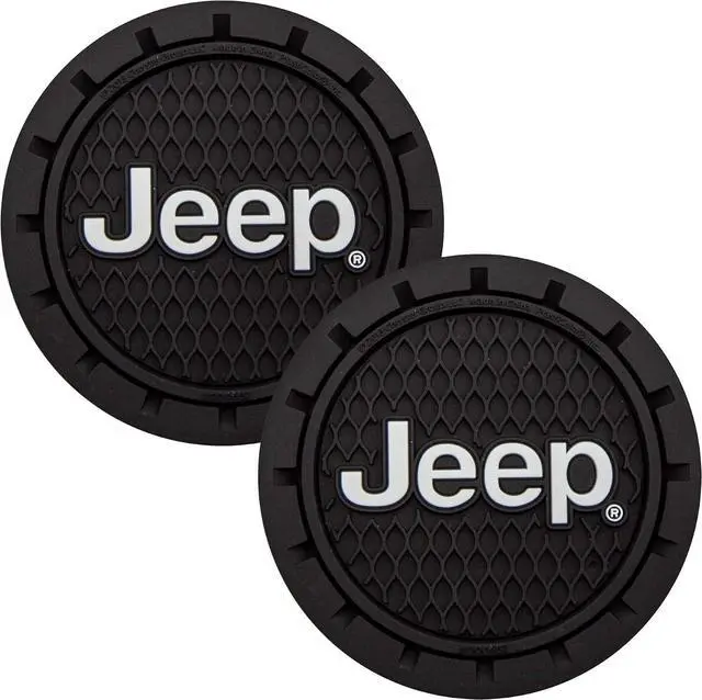 Alt view image 2 of 5 - Plasticolor 000652R01 Jeep Logo Auto Car Truck SUV Cup Holder Coaster 2-Pack , Black