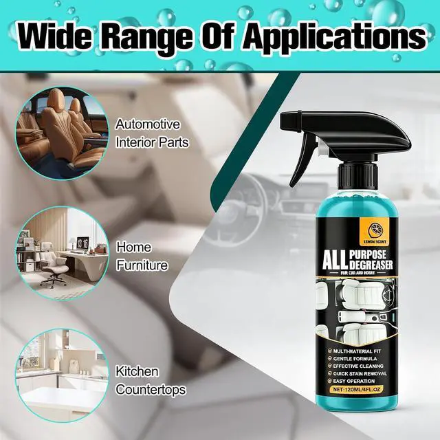 Alt view image 6 of 7 - 2Pcs All Purpose Degreaser for Car and House, Lemon Scent Mulit Heavy-Duty Cleaning Spray, Car and House Multi-purpose Cleaning Spray, Quick Stain Removal For Cars Kitchen Bathroom