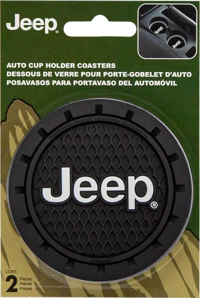 Alt view image 3 of 5 - Plasticolor 000652R01 Jeep Logo Auto Car Truck SUV Cup Holder Coaster 2-Pack , Black