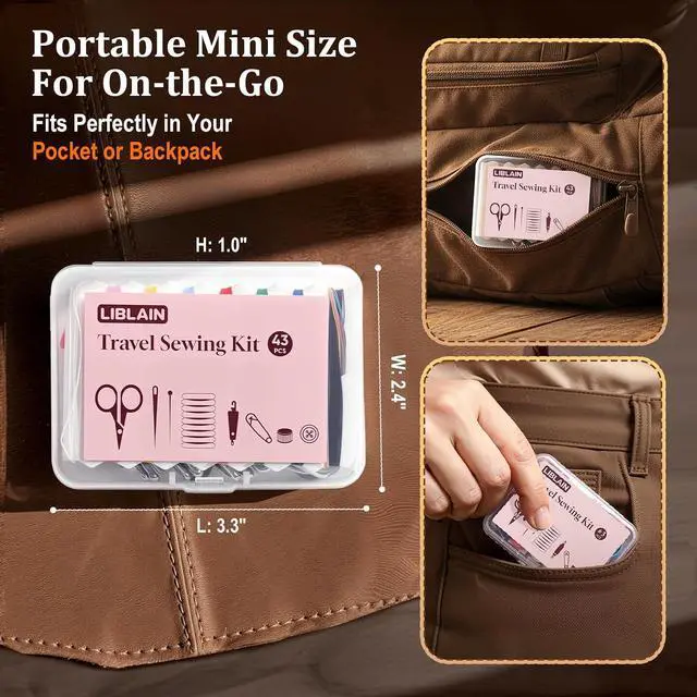 Alt view image 4 of 7 - LIBLAIN Sewing Kit with Big Eye Steel Needles for Adults | Needle and Thread Kit for Hand Sewing, 43Pcs Mini Travel Sewing Kit Included, 78Pcs