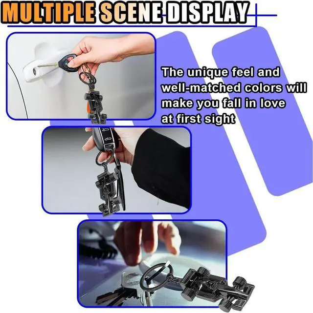 Alt view image 3 of 6 - KITUREK 3D F1 Race Car Keychain, Heavy Duty Racing Model Keychain, Black | Zinc Car Key Ring Present for Father Husband Boyfriends