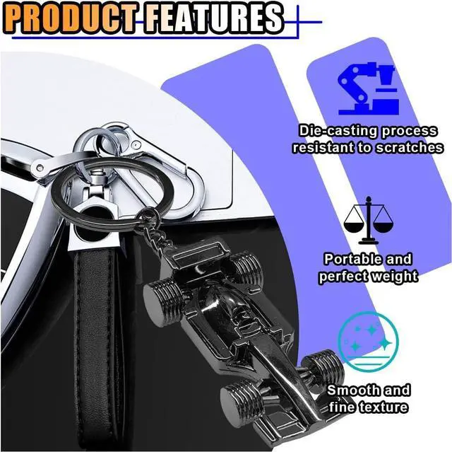 Alt view image 4 of 6 - KITUREK 3D F1 Race Car Keychain, Heavy Duty Racing Model Keychain, Black | Zinc Car Key Ring Present for Father Husband Boyfriends