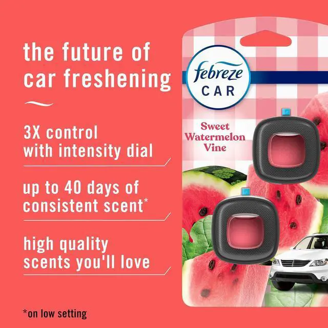 Alt view image 2 of 7 - Car Air Freshener Vent Clip Sweet Watermelon Vine Scent, 2 Count, .13 oz Total